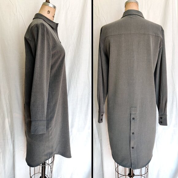 Sandwich Grey Knee-length Long-sleeved Collared Shirt Dress 36 Small 4 EUC - Picture 2 of 7